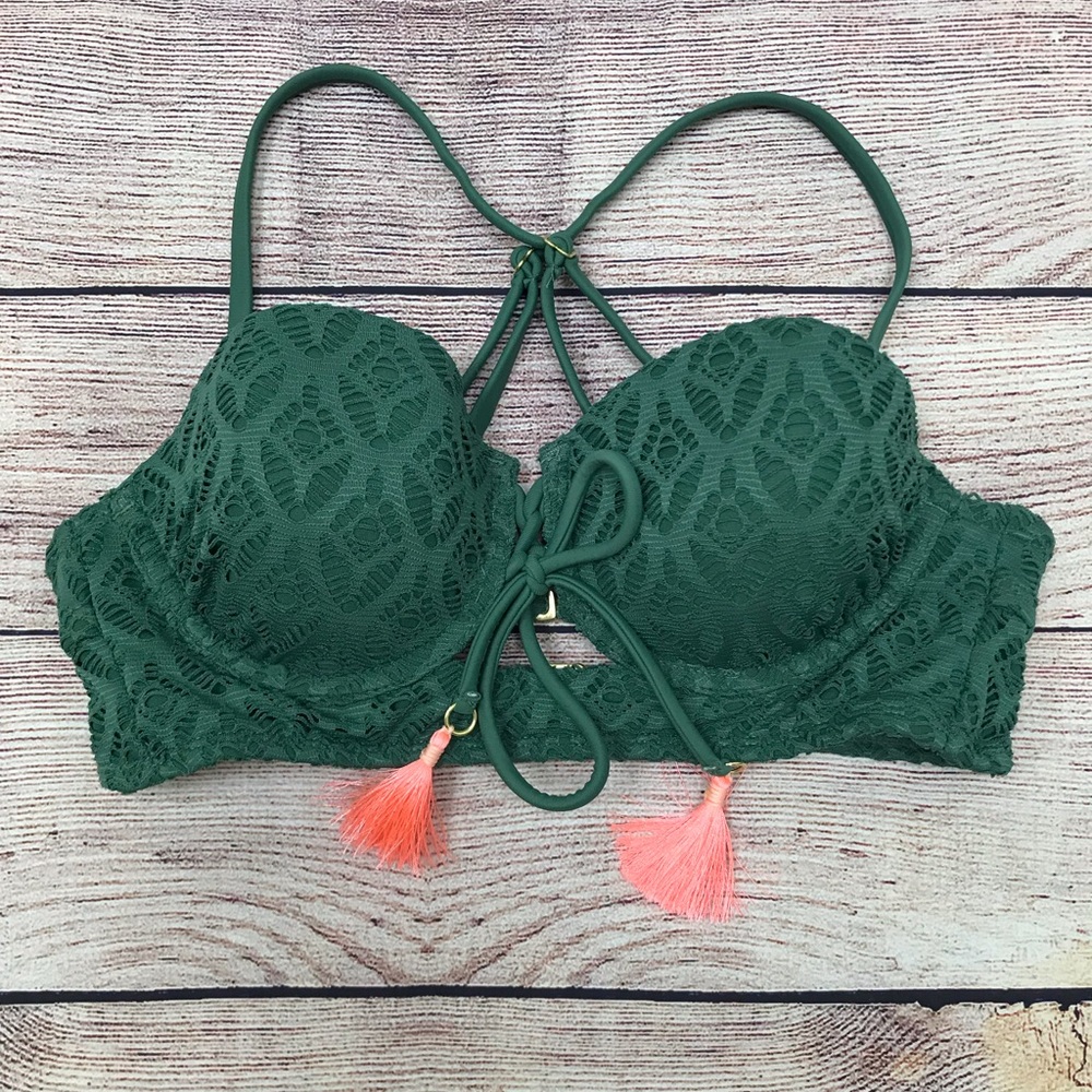 NWOT Olive green lace bikini top